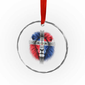 Lion of Judah Cross Dominican Republic Flag Crystal Glass Ornament Christian Faith Dominican Pride