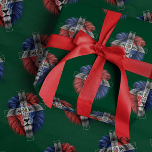 Lion of Judah Cross Dominican Republic Flag Wrapping Paper Roll Christian Faith Dominican Pride