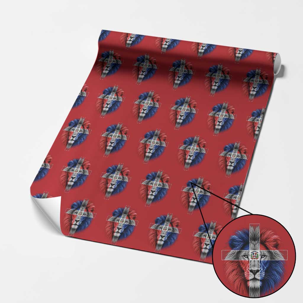 Lion of Judah Cross Dominican Republic Flag Wrapping Paper Roll Christian Faith Dominican Pride
