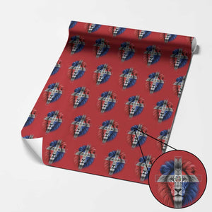 Lion of Judah Cross Dominican Republic Flag Wrapping Paper Roll Christian Faith Dominican Pride
