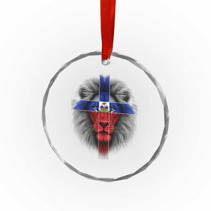 Lion of Judah Cross Haiti Flag Crystal Glass Ornament Christian Faith Haitian Pride