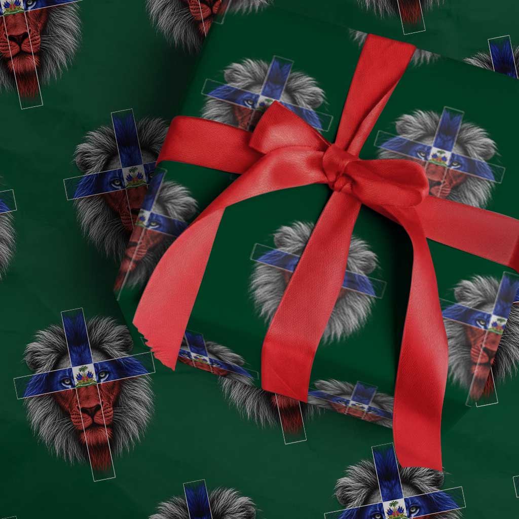 Lion of Judah Cross Haiti Flag Wrapping Paper Roll Christian Faith Haitian Pride