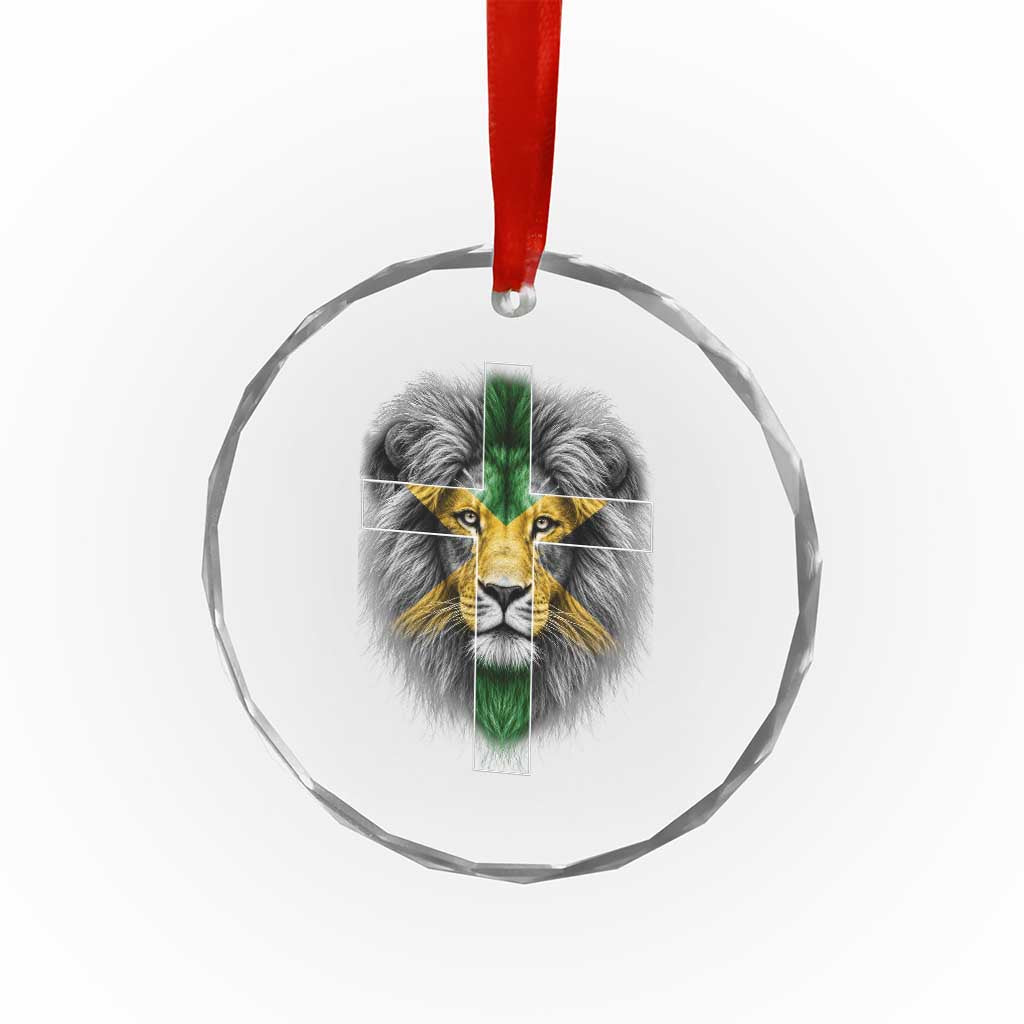 Lion of Judah Cross Jamaica Flag Crystal Glass Ornament Christian Faith Jamaican Pride