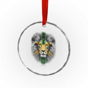 Lion of Judah Cross Jamaica Flag Crystal Glass Ornament Christian Faith Jamaican Pride