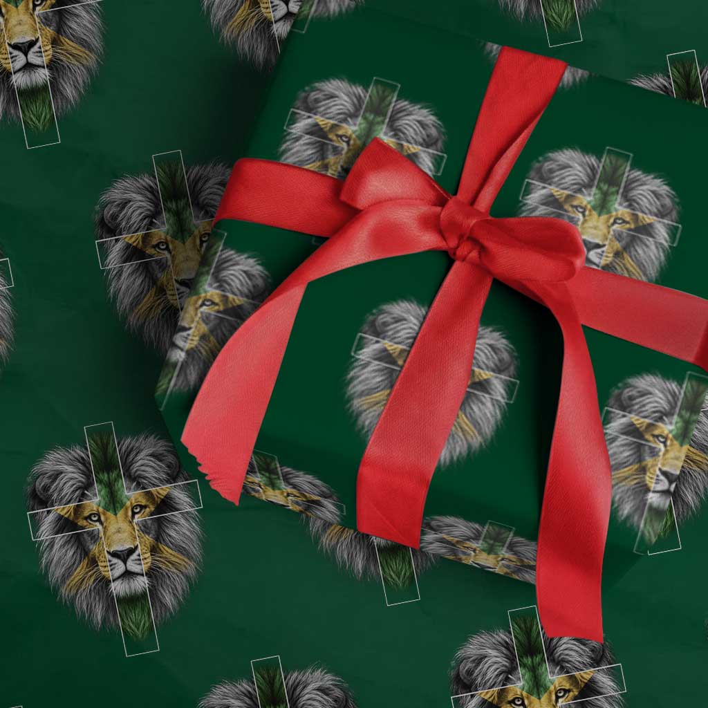 Lion of Judah Cross Jamaica Flag Wrapping Paper Roll Christian Faith Jamaican Pride