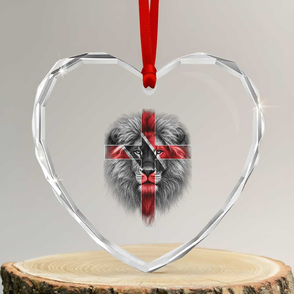 Lion of Judah Cross Trinidadian Flag Heart Crystal Glass Ornament Christian Faith Trini Trinidad And Tobago Pride