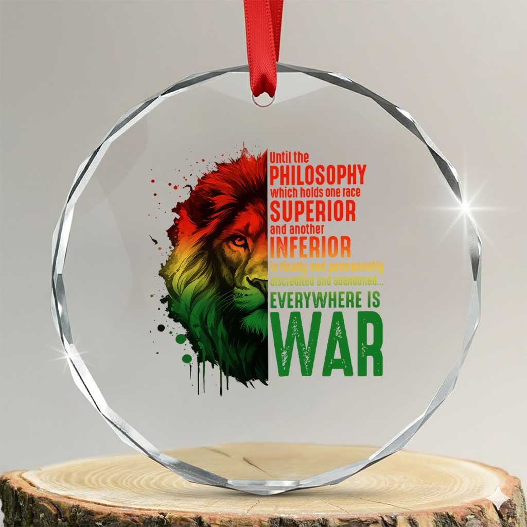Lion of Judah Crystal Glass Ornament Rasta Haile Selassie War Speech Jah Bless TS10 Transparent Glass 3'' Circle Print Your Wear