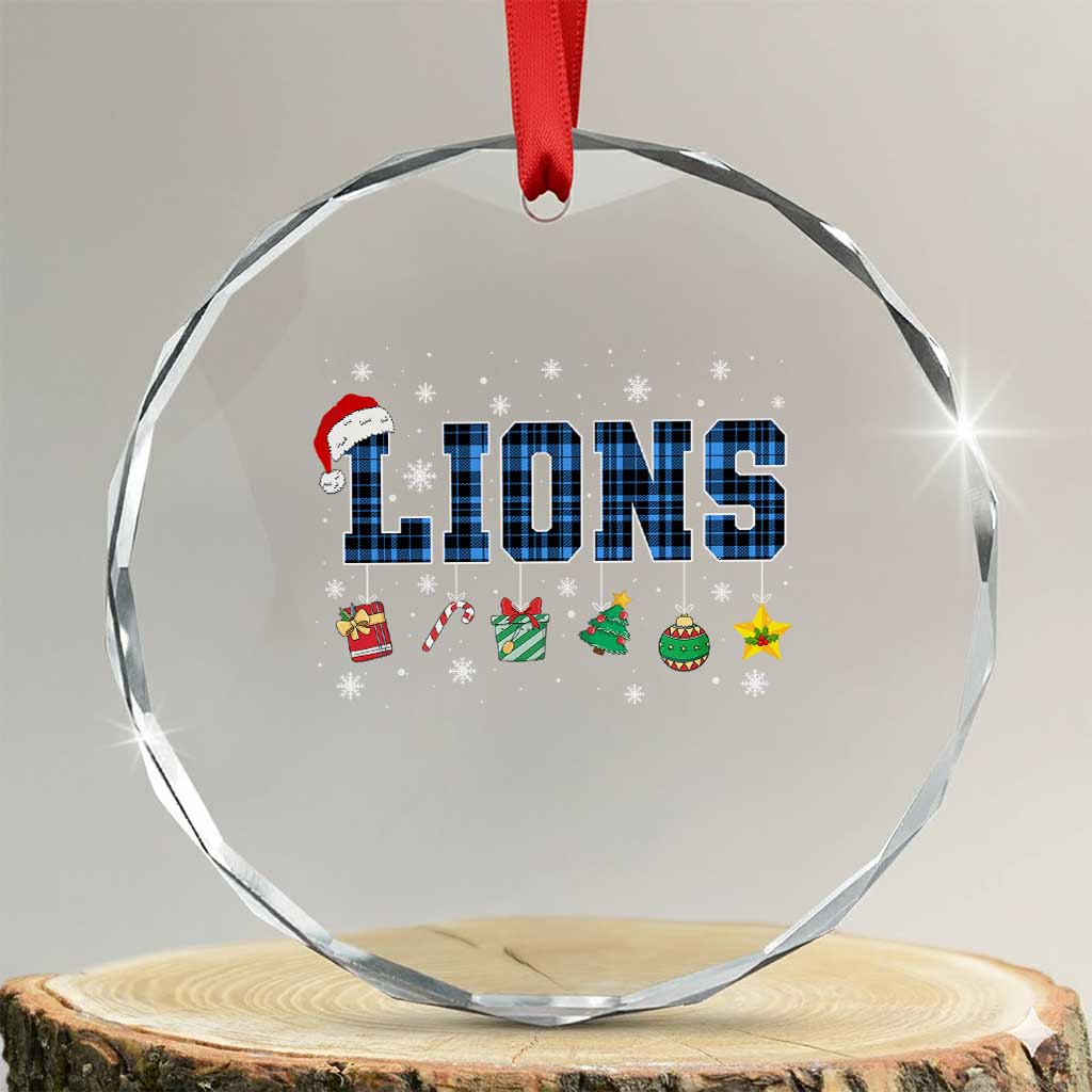 LF Christmas Crystal Glass Ornament Blue Plaid DFL Fans Xmas Pajamas TS10 Transparent Glass 3'' Circle Print Your Wear