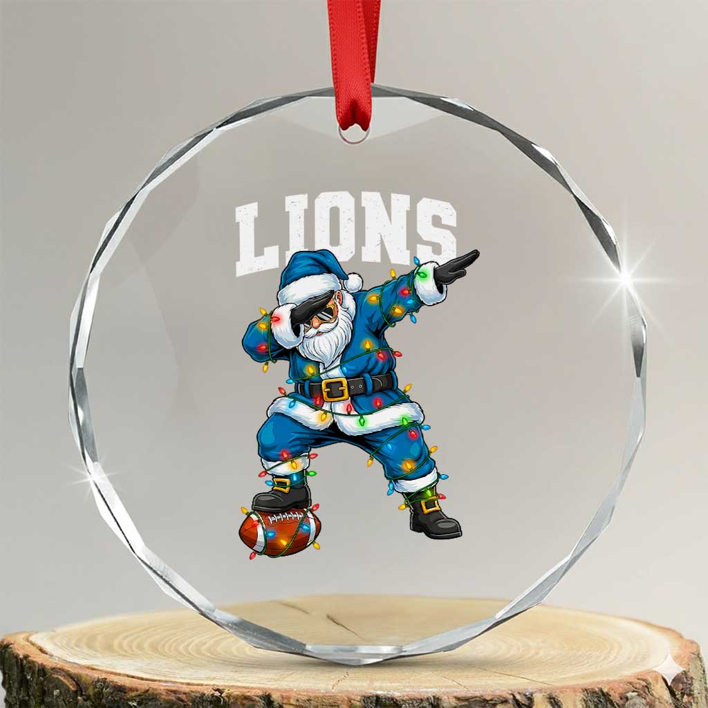 LF Christmas Crystal Glass Ornament Funny Dabbing Santa Football Lovers Game Day TS10 Transparent Glass 3'' Circle Print Your Wear