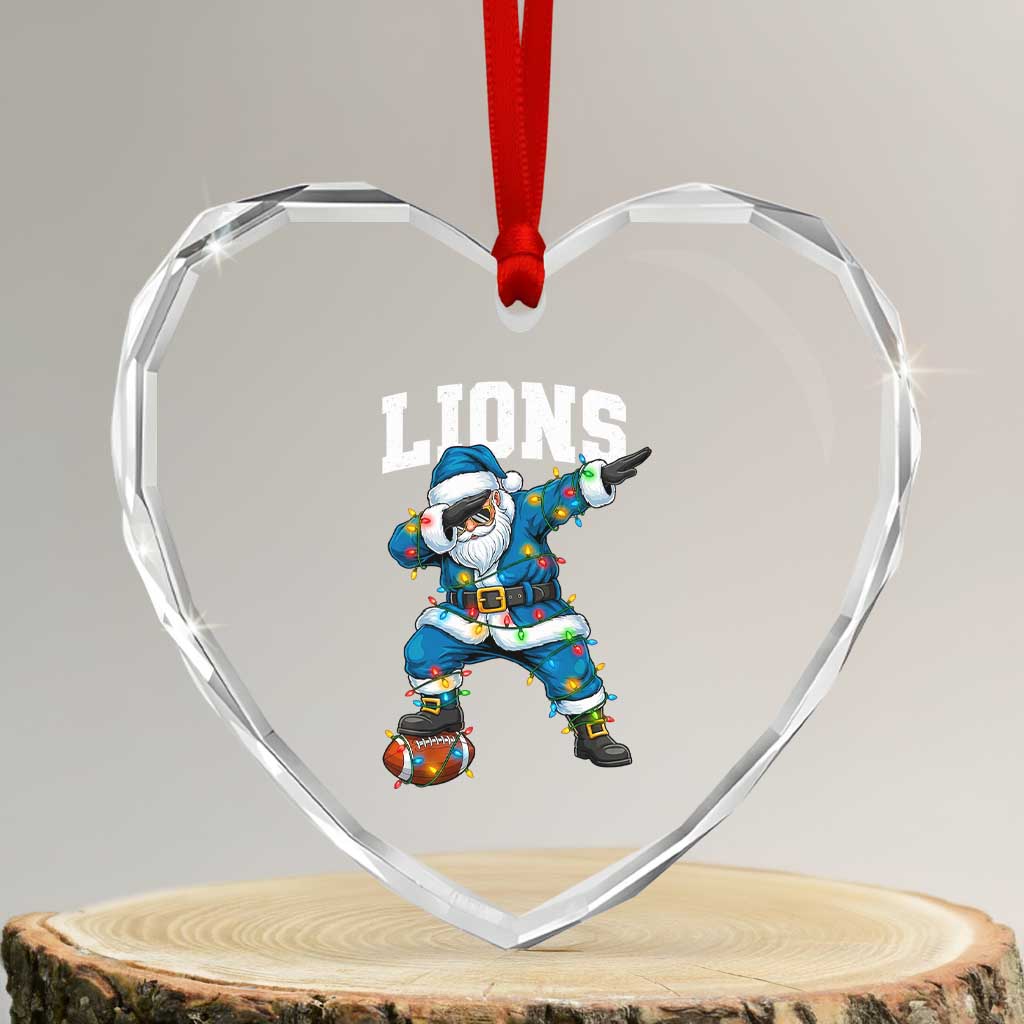 LF Christmas Heart Crystal Glass Ornament Funny Dabbing Santa Football Lovers Game Day TS10 Transparent Glass 3'' Heart Print Your Wear