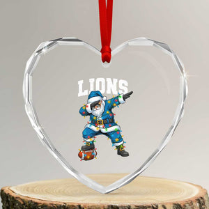 LF Christmas Heart Crystal Glass Ornament Funny Dabbing Santa Football Lovers Game Day TS10 Transparent Glass 3'' Heart Print Your Wear