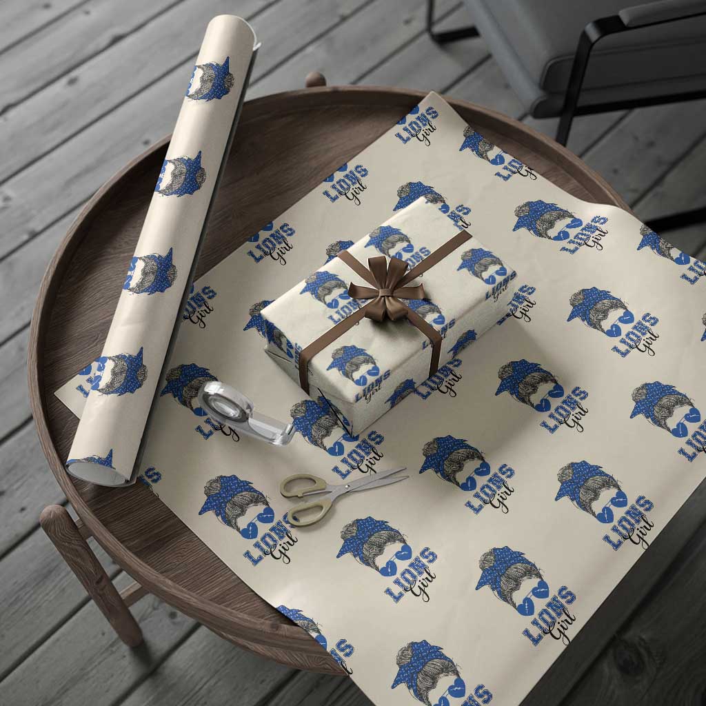 Lions Girl Wrapping Paper Roll Messy Bun Funny Sports Fan Team TS02 Beige Print Your Wear