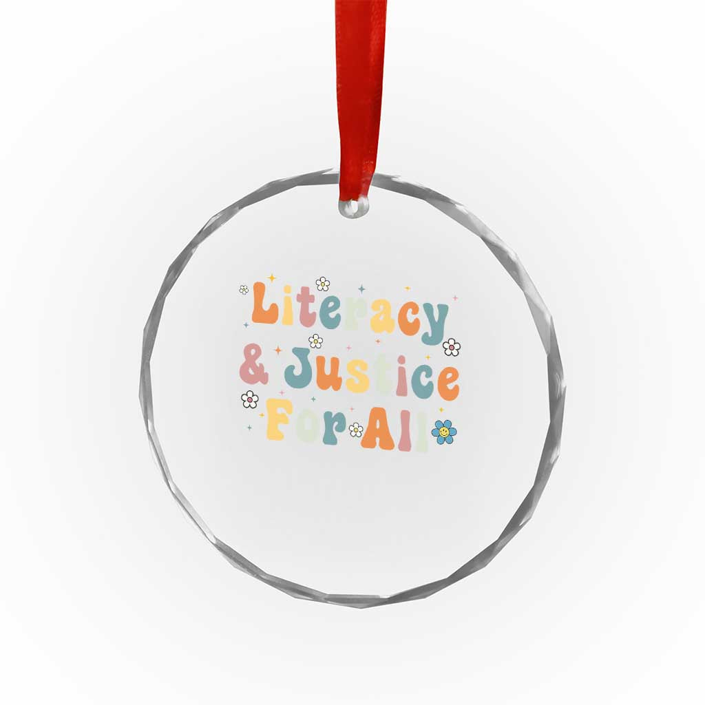 Literacy Justice for All Stop Book Banning Protect Librarian Crystal Glass Ornament TS14 Print Your Wear