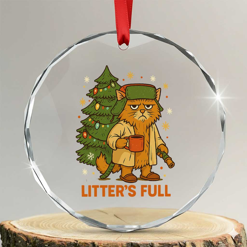 Litters Full Crystal Glass Ornament Funny Christmas Vacation Cat TS10 Transparent Glass 3'' Circle Print Your Wear