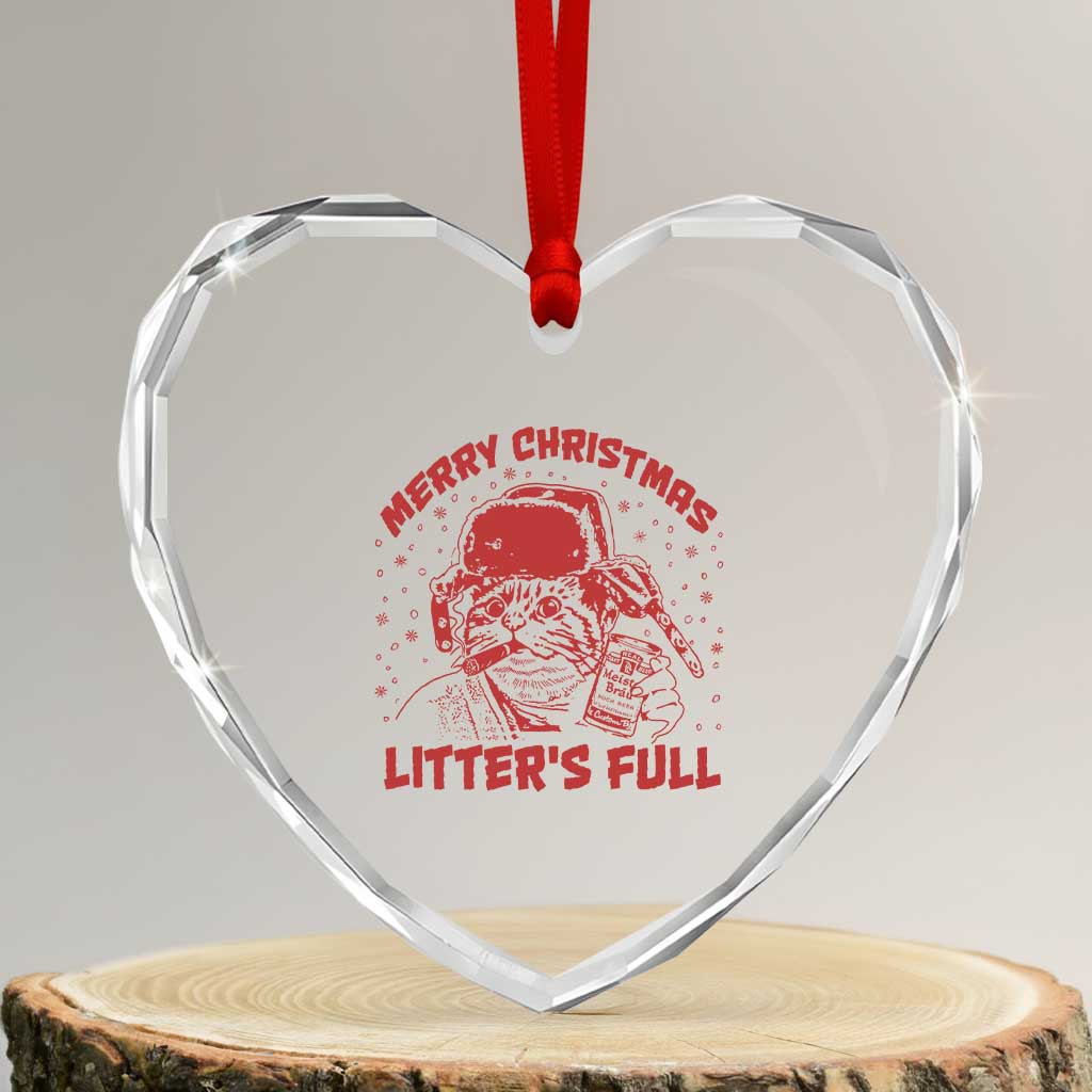 Litters Full Heart Crystal Glass Ornament Funny Cat Christmas Vacation TS10 Transparent Glass 3'' Heart Print Your Wear