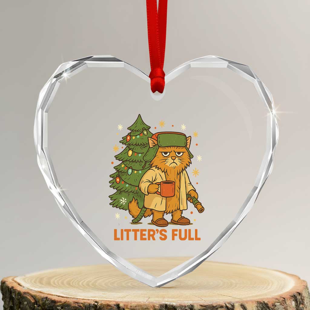 Litters Full Heart Crystal Glass Ornament Funny Christmas Vacation Cat TS10 Transparent Glass 3'' Heart Print Your Wear