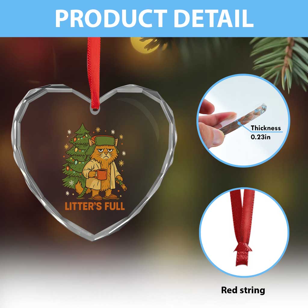 Litters Full Heart Crystal Glass Ornament Funny Christmas Vacation Cat TS10 Print Your Wear
