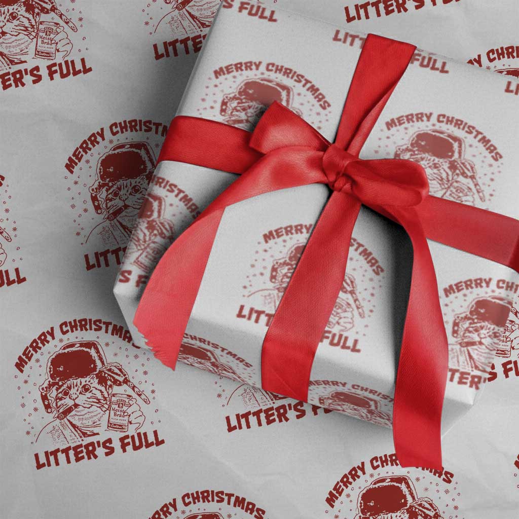 Litters Full Wrapping Paper Roll Funny Cat Christmas Vacation TS10 White Print Your Wear