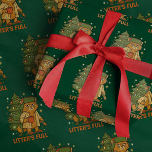 Litters Full Wrapping Paper Roll Funny Christmas Vacation Cat TS10 Green Print Your Wear