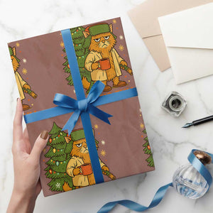 Litters Full Wrapping Paper Roll Funny Christmas Vacation Cat TS10 Mocha Print Your Wear