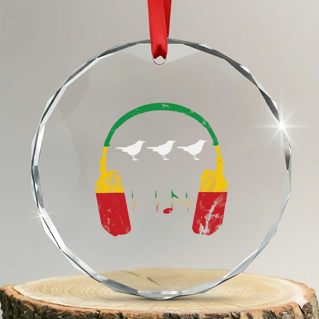 Little Birds Crystal Glass Ornament Rastafari Rasta Reggae Music Headphones Jamaican Pride TS10 Transparent Glass 3'' Circle Print Your Wear