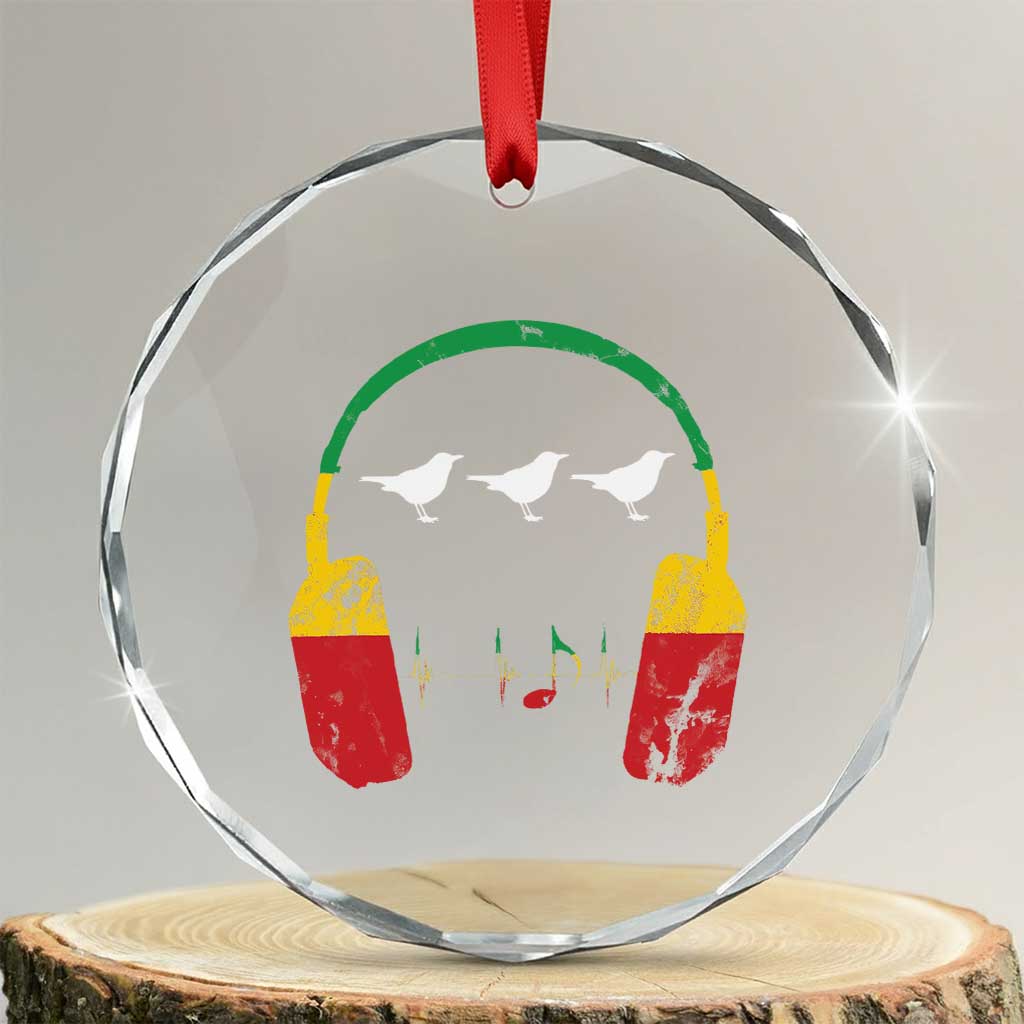 Little Birds Crystal Glass Ornament Rastafari Rasta Reggae Music Headphones Jamaican Pride TS10 Transparent Glass 3'' Circle Print Your Wear