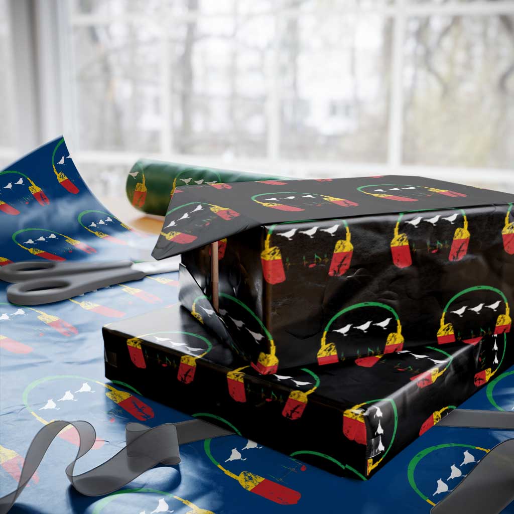Little Birds Wrapping Paper Roll Rastafari Rasta Reggae Music Headphones Jamaican Pride TS10 Black Print Your Wear