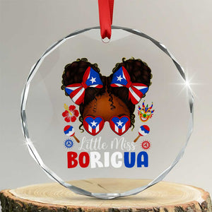 Little Miss Boricua Crystal Glass Ornament Puerto Rican Afro Messy Bun Girls Kids TS10 Transparent Glass 3'' Circle Print Your Wear