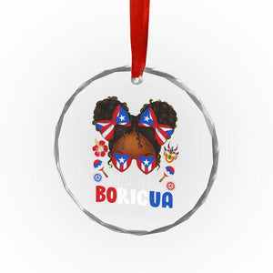 Little Miss Boricua Crystal Glass Ornament Puerto Rican Afro Messy Bun Girls Kids TS10 Print Your Wear