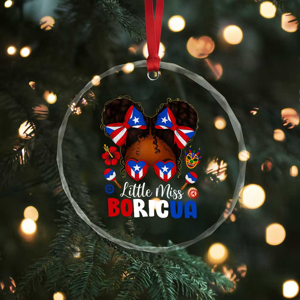 Little Miss Boricua Crystal Glass Ornament Puerto Rican Afro Messy Bun Girls Kids TS10 Print Your Wear