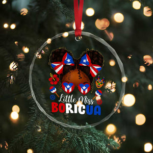 Little Miss Boricua Crystal Glass Ornament Puerto Rican Afro Messy Bun Girls Kids - Print Your Wear