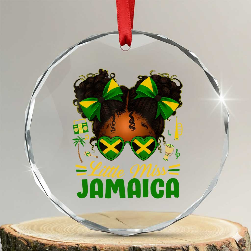 Little Miss Jamaica Crystal Glass Ornament Proud Jamaican Afro Black Girls Jamaica Flag Pride TS10 Transparent Glass 3'' Circle Print Your Wear