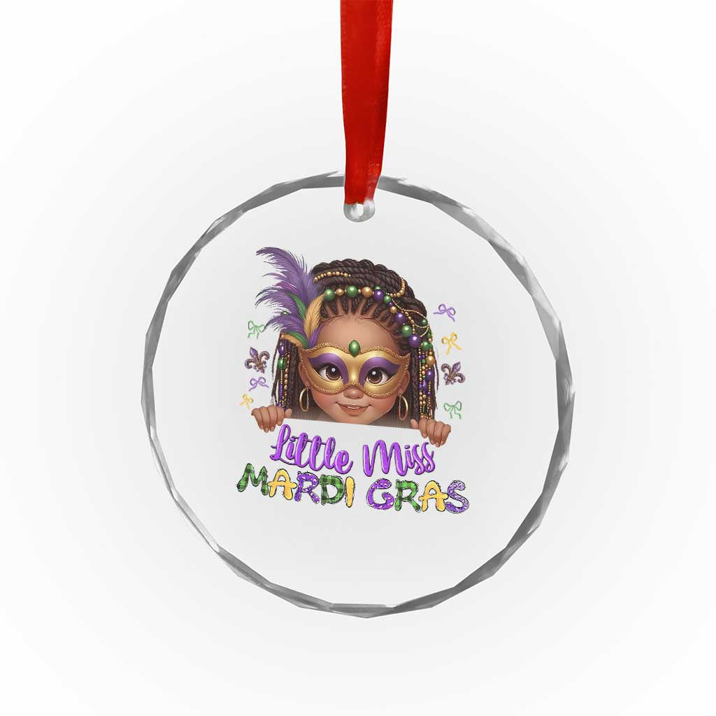 Little Miss Mardi Gras Crystal Glass Ornament Afro Messy Bun Girls Kids Mask Cute New Orleans TS10 Print Your Wear