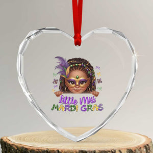 Little Miss Mardi Gras Heart Crystal Glass Ornament Afro Messy Bun Girls Kids Mask Cute New Orleans TS10 Transparent Glass 3'' Heart Print Your Wear