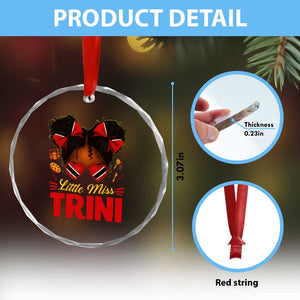 Little Miss Trinidad And Tobago Crystal Glass Ornament Afro Black Messy Bun Girl Trini Flag Bow TS10 Print Your Wear