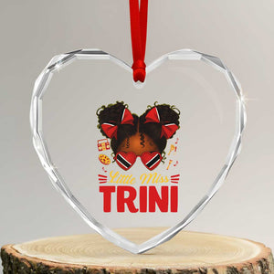 Little Miss Trinidad And Tobago Heart Crystal Glass Ornament Afro Black Messy Bun Girl Trini Flag Bow TS10 Transparent Glass 3'' Heart Print Your Wear
