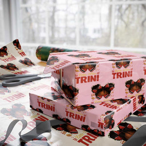 Little Miss Trinidad And Tobago Wrapping Paper Roll Afro Black Messy Bun Girl Trini Flag Bow TS10 Light Pink Print Your Wear