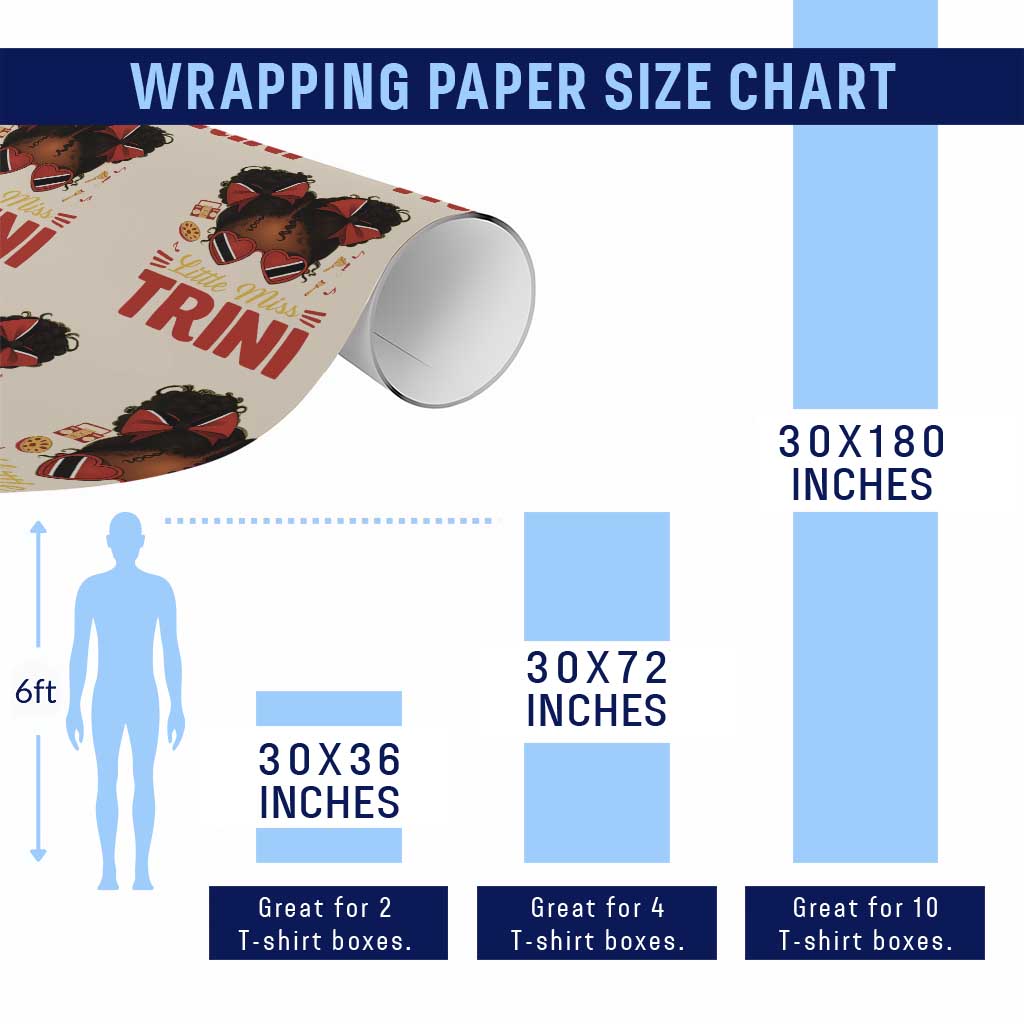 Little Miss Trinidad And Tobago Wrapping Paper Roll Afro Black Messy Bun Girl Trini Flag Bow TS10 Print Your Wear