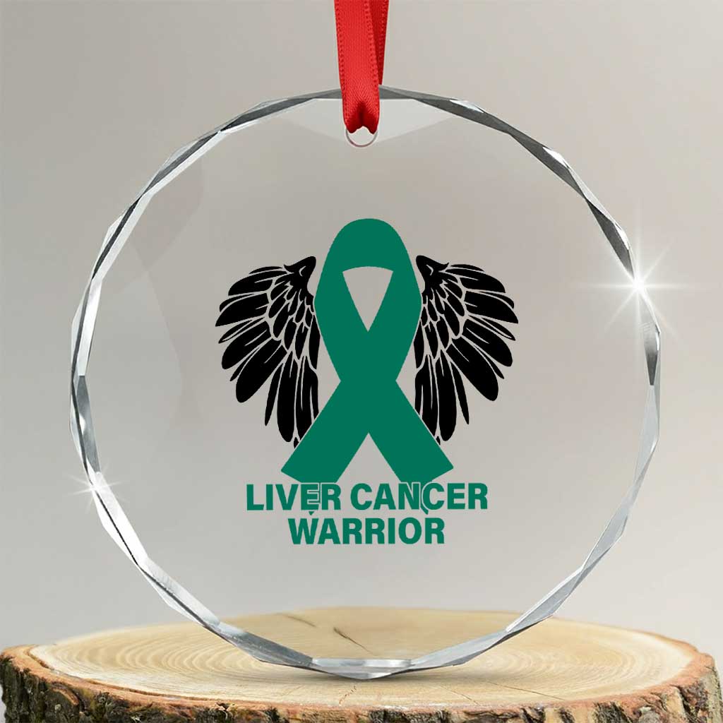 Liver Cancer Angel Warrior Wings Crystal Glass Ornament Green Ribbon Awareness Support Gift TS12 Transparent Glass 3'' Circle Print Your Wear