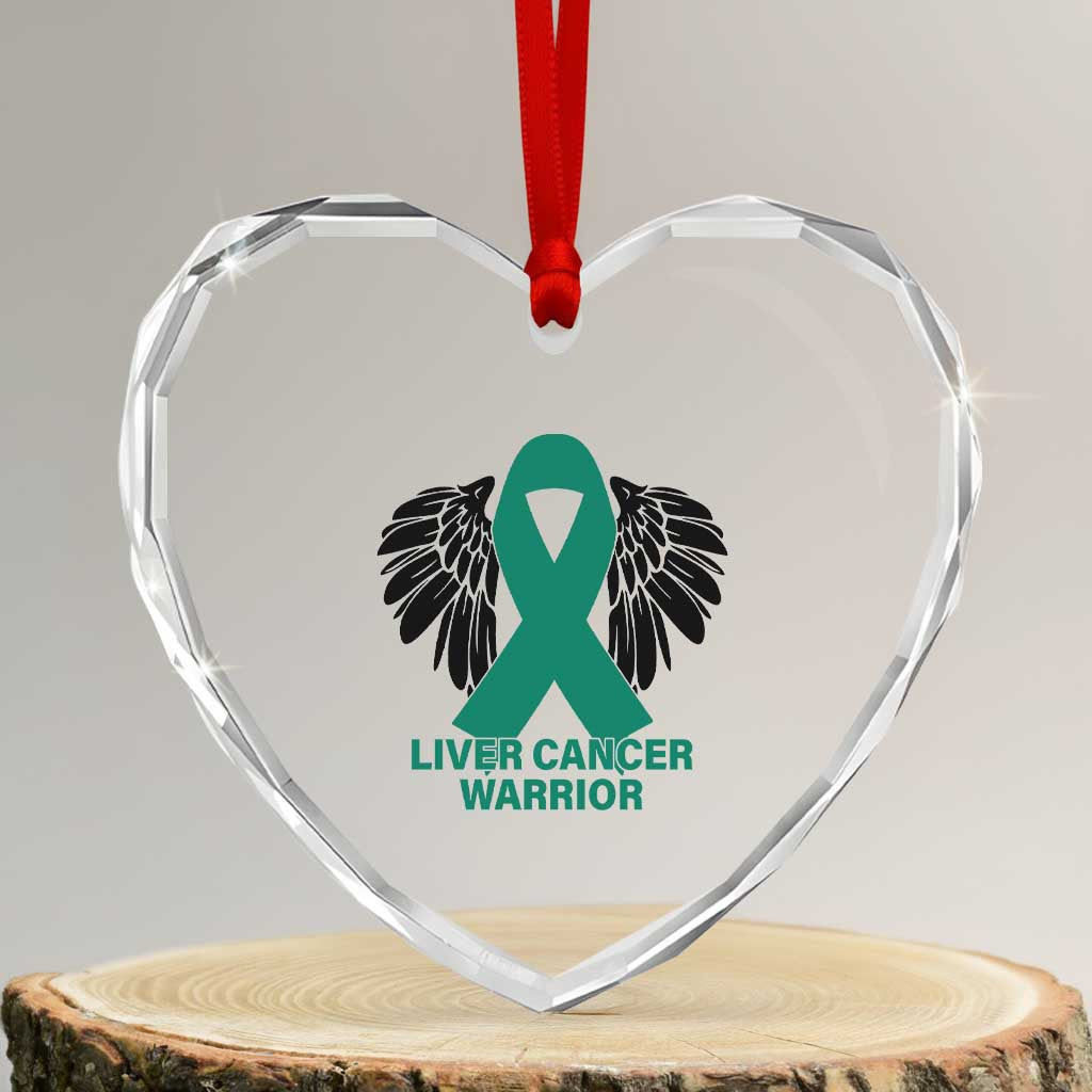 Liver Cancer Angel Warrior Wings Heart Crystal Glass Ornament Green Ribbon Awareness Support Gift TS12 Transparent Glass 3'' Heart Print Your Wear