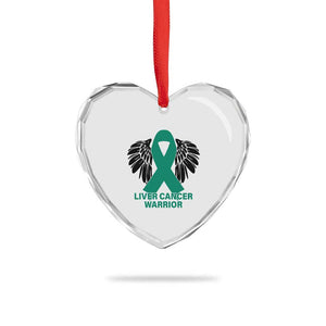 Liver Cancer Angel Warrior Wings Heart Crystal Glass Ornament Green Ribbon Awareness Support Gift