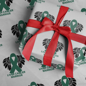 Liver Cancer Angel Warrior Wings Wrapping Paper Roll Green Ribbon Awareness Support Gift