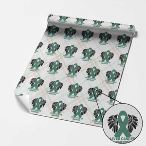 Liver Cancer Angel Warrior Wings Wrapping Paper Roll Green Ribbon Awareness Support Gift