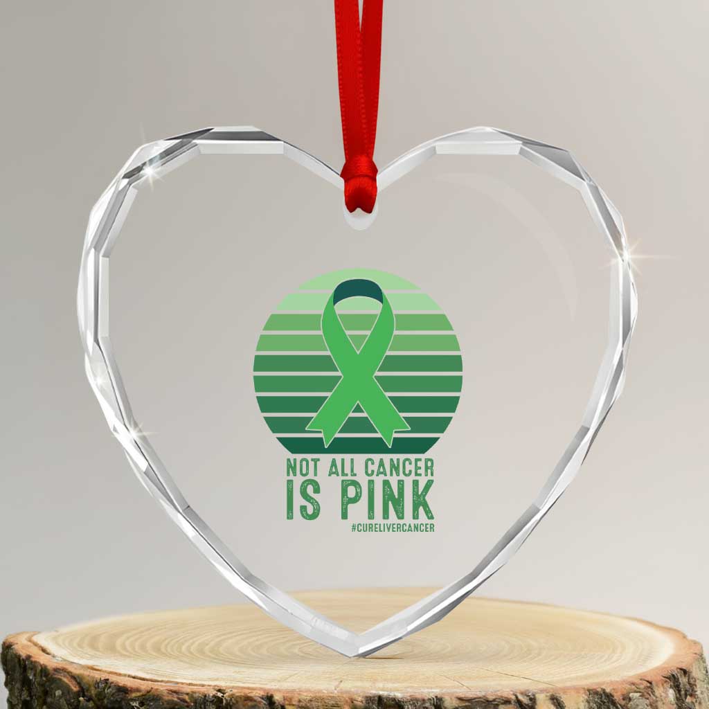 Liver Cancer Awareness Heart Crystal Glass Ornament Not All Cancer Is Pink Ribbon Support Gift