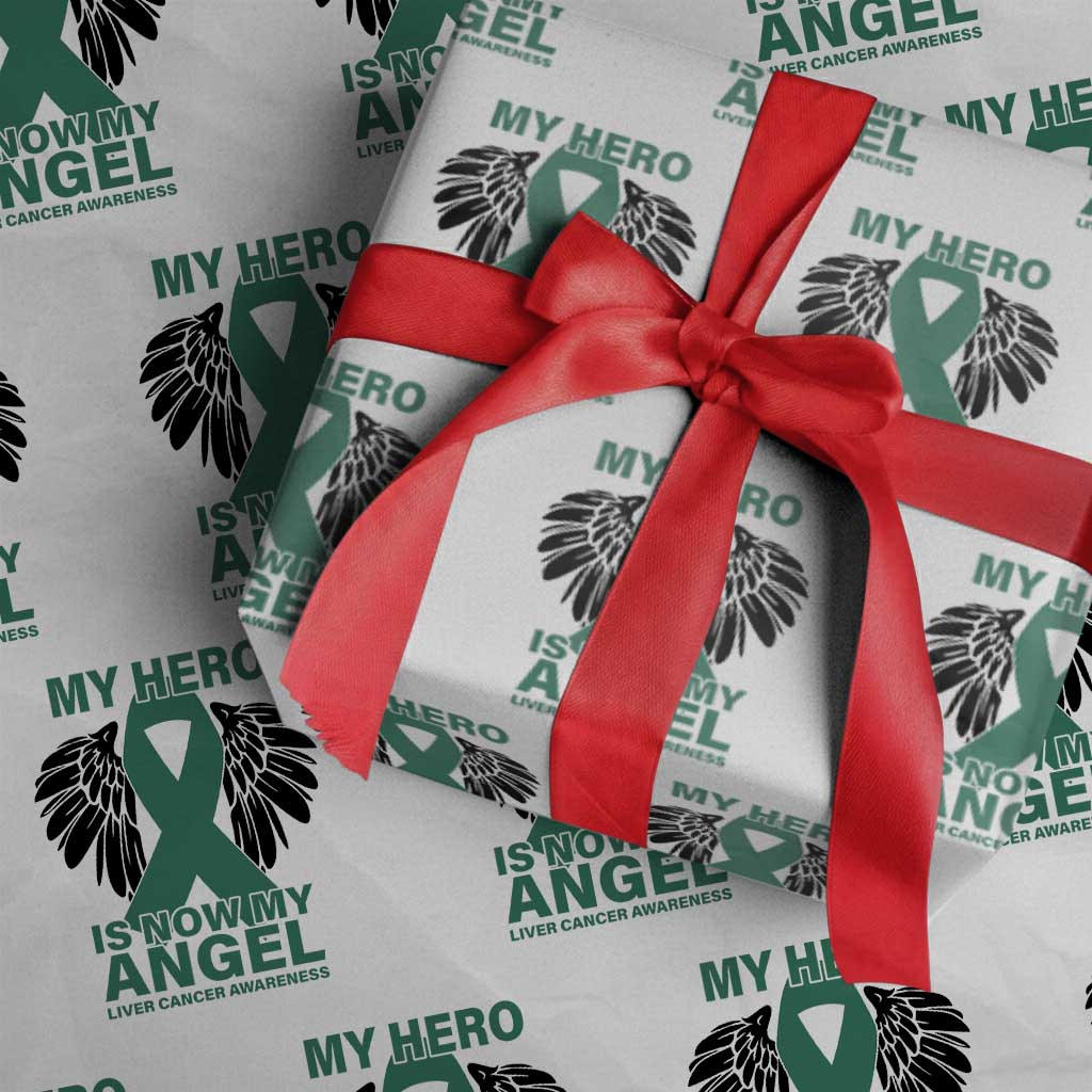 Liver Cancer Awareness Memorial Gift Wrapping Paper Roll My Hero Is Now My Angel