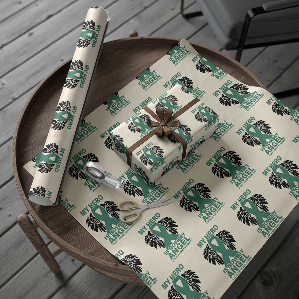 Liver Cancer Awareness Memorial Gift Wrapping Paper Roll My Hero Is Now My Angel
