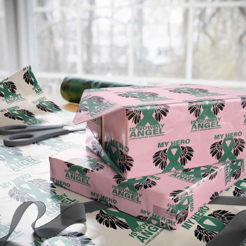 Liver Cancer Awareness Memorial Gift Wrapping Paper Roll My Hero Is Now My Angel