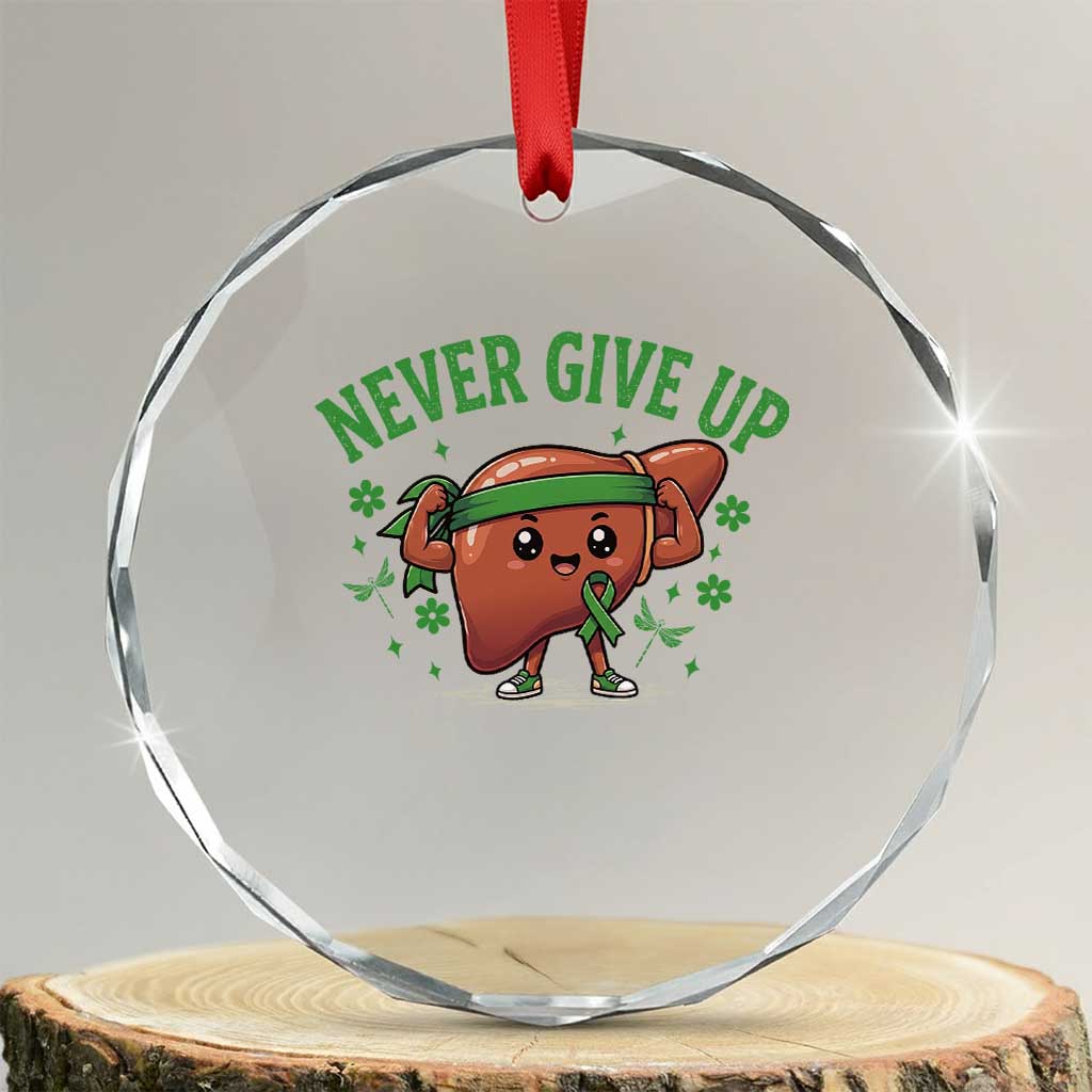 Liver Cancer Awareness Transplant Support Crystal Glass Ornament Never Give Up Nurse Gift TS12 Transparent Glass 3'' Circle Print Your Wear