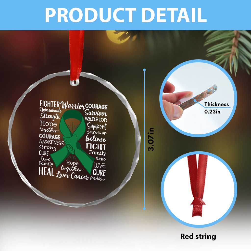 Liver Cancer Support Gift Crystal Glass Ornament Fearless Unbreakable Warrior Hope