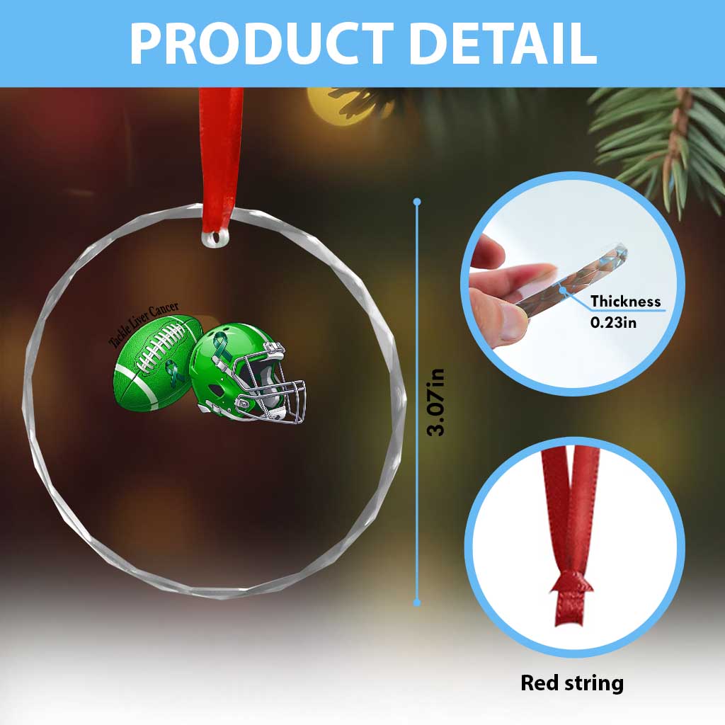 Liver Cancer Support Gift Crystal Glass Ornament October Tackle Cancer Football